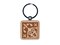 Arabesque Floral Corner Pattern Tile Engraved Wood Square Keychain Tag Charm